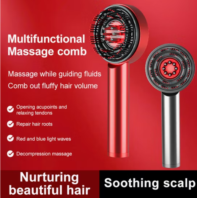 Brosse de massage Lumière rouge 3en 1 - فرشاة الشعر بالضوء الأحمر 3 في 1